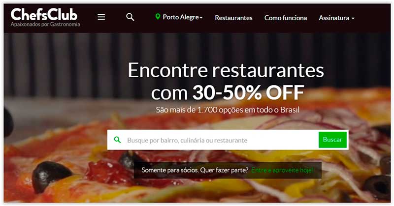 ChefsClub – Desconto de até 50% nos  melhores restaurantes