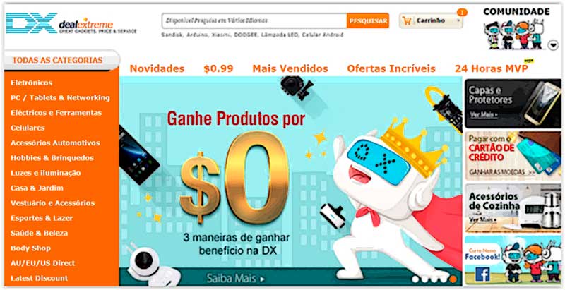 Site da China com Opção de Parcelar no Cartão de Crédito